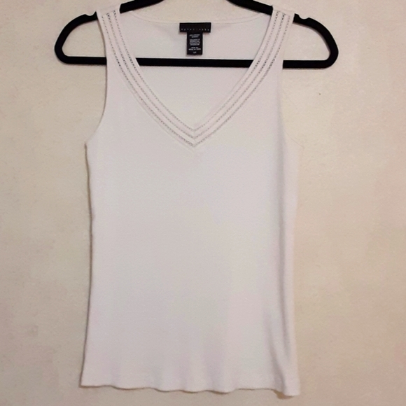 SZ L APOSTROPHE BRIGHT WHITE RIBBED TANK - Picture 1 of 4